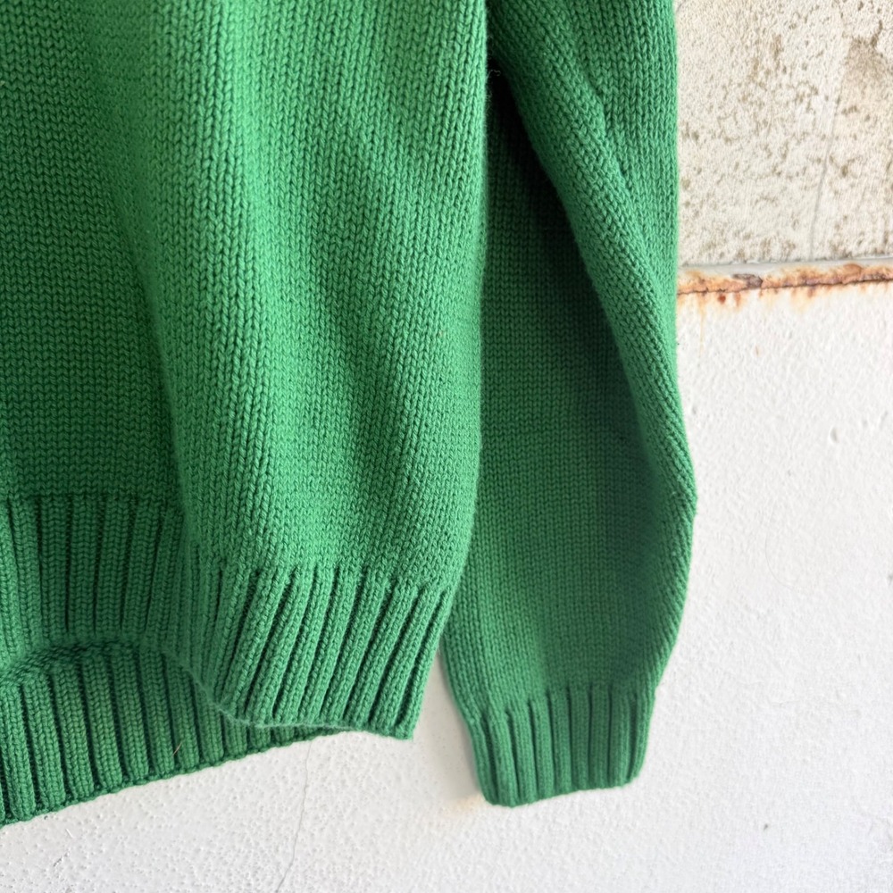 Vintage Sweater Kelly Green Cotton Knit Pullover 90s Preppy Small NEW Deadstock - Picture 3 of 6